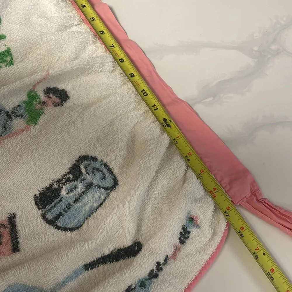 Vintage pink, white, blue TerryCloth Half Apron cake mixThemed Terrycloth Cotton
